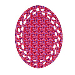 Red White And Blue Leopard Print  Oval Filigree Ornament (two Sides)