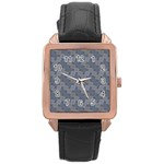 Decorative Ornamental Geometric Pattern Rose Gold Leather Watch  Front