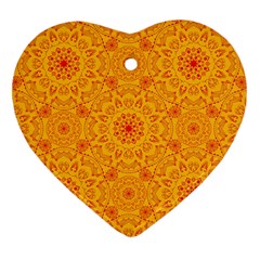 Solar Mandala  Orange Rangoli  Ornament (heart)