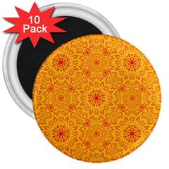 Solar Mandala  Orange Rangoli  3  Magnet (10 Pack) by bunart