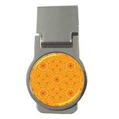 Solar Mandala  Orange Rangoli  Money Clip (round)