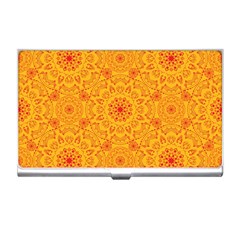 Solar Mandala  Orange Rangoli  Business Card Holder by bunart