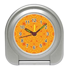 Solar Mandala  Orange Rangoli  Travel Alarm Clock