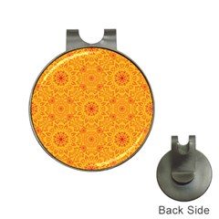 Solar Mandala  Orange Rangoli  Golf Ball Marker Hat Clip by bunart