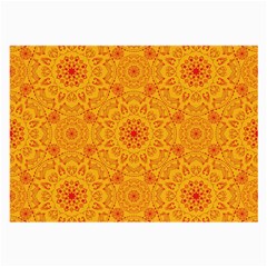 Solar Mandala  Orange Rangoli  Large Glasses Cloth (2 Sides) by bunart