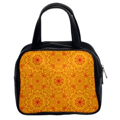 Solar Mandala  Orange Rangoli  Classic Handbag (two Sides)