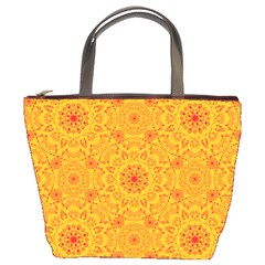 Solar Mandala  Orange Rangoli  Bucket Bag