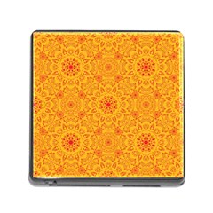 Solar Mandala  Orange Rangoli  Memory Card Reader (square) by bunart