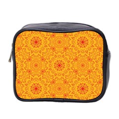 Solar Mandala  Orange Rangoli  Mini Toiletries Bag (two Sides) by bunart