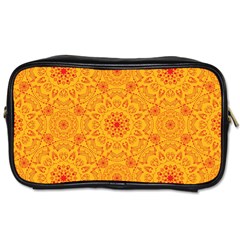 Solar Mandala  Orange Rangoli  Toiletries Bag (two Sides) by bunart