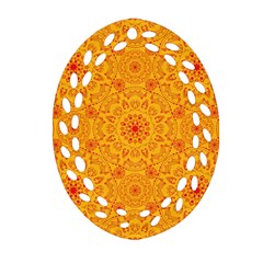 Solar Mandala  Orange Rangoli  Oval Filigree Ornament (two Sides)