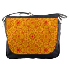 Solar Mandala  Orange Rangoli  Messenger Bag by bunart