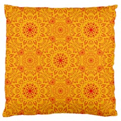 Solar Mandala  Orange Rangoli  Large Cushion Case (two Sides) by bunart