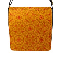 Solar Mandala  Orange Rangoli  Flap Closure Messenger Bag (l) by bunart