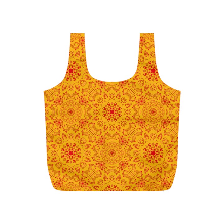 Solar mandala. Orange rangoli. Full Print Recycle Bag (S)