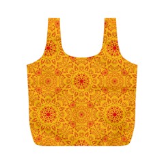 Solar Mandala  Orange Rangoli  Full Print Recycle Bag (m) by bunart