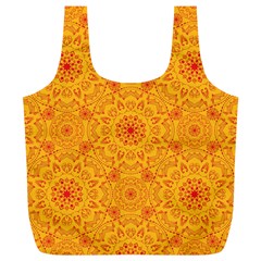 Solar Mandala  Orange Rangoli  Full Print Recycle Bag (xl) by bunart