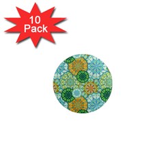 Forest Spirits  Green Mandalas  1  Mini Magnet (10 Pack) 