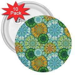 Forest Spirits  Green Mandalas  3  Button (10 Pack)