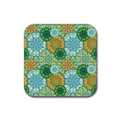 Forest Spirits  Green Mandalas  Rubber Coaster (square) by bunart