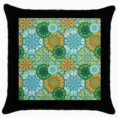 Forest Spirits  Green Mandalas  Throw Pillow Case (black) by bunart