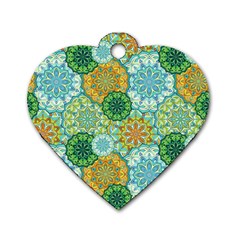 Forest Spirits  Green Mandalas  Dog Tag Heart (one Side) by bunart