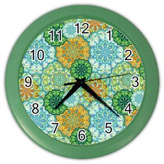 Forest Spirits  Green Mandalas  Color Wall Clock by bunart