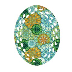 Forest Spirits  Green Mandalas  Oval Filigree Ornament (two Sides) by bunart