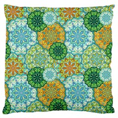 Forest Spirits  Green Mandalas  Large Flano Cushion Case (one Side) by bunart