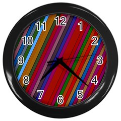 Color Stripes Pattern Wall Clocks (black) by Simbadda