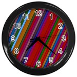 Color Stripes Pattern Wall Clocks (Black) Front