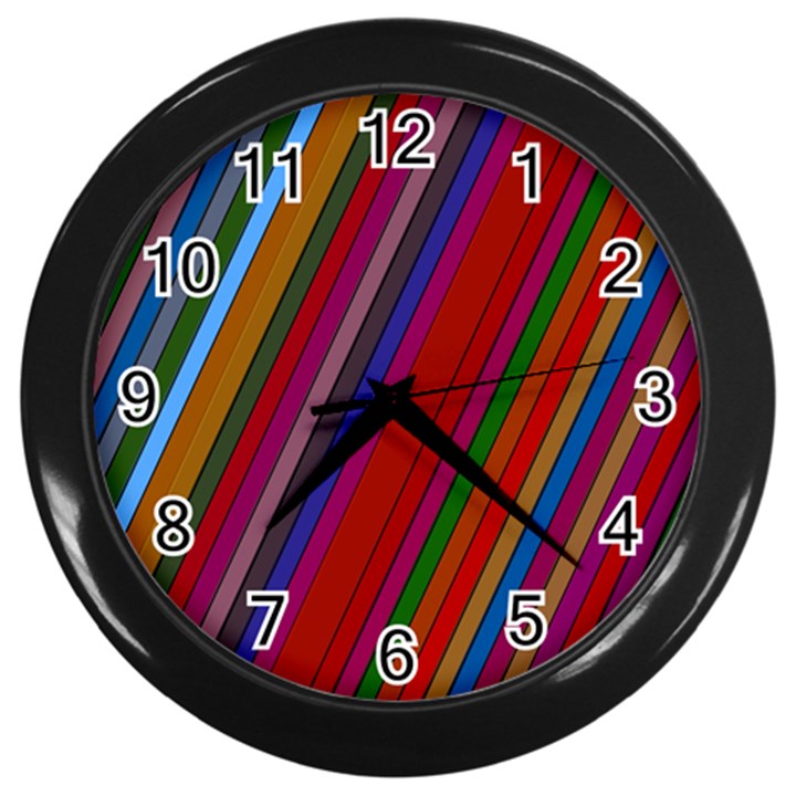 Color Stripes Pattern Wall Clocks (Black)