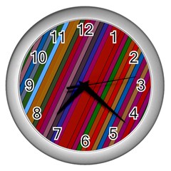 Color Stripes Pattern Wall Clocks (silver)  by Simbadda