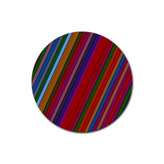 Color Stripes Pattern Rubber Round Coaster (4 Pack)  by Simbadda