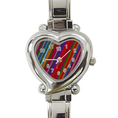 Color Stripes Pattern Heart Italian Charm Watch by Simbadda