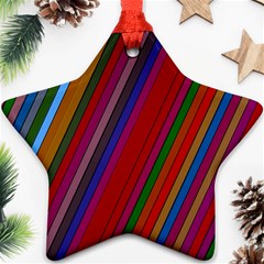 Color Stripes Pattern Star Ornament (two Sides) by Simbadda