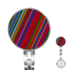 Color Stripes Pattern Stainless Steel Nurses Watch