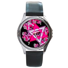 Star Of David On Black Round Metal Watch by Simbadda