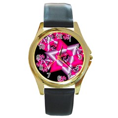 Star Of David On Black Round Gold Metal Watch by Simbadda