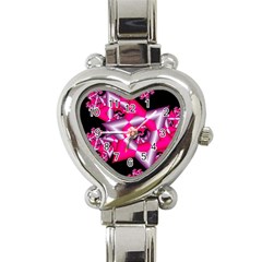 Star Of David On Black Heart Italian Charm Watch by Simbadda