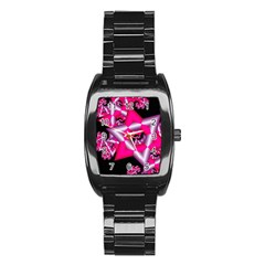 Star Of David On Black Stainless Steel Barrel Watch by Simbadda