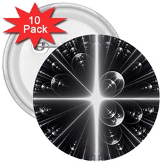 Black And White Bubbles On Black 3  Buttons (10 Pack)  by Simbadda