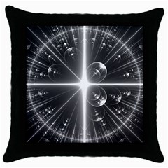 Black And White Bubbles On Black Throw Pillow Case (black) by Simbadda