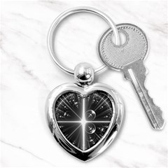 Black And White Bubbles On Black Key Chains (heart)  by Simbadda