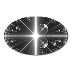 Black And White Bubbles On Black Oval Magnet by Simbadda