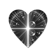 Black And White Bubbles On Black Heart Magnet