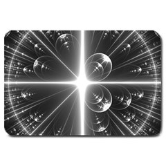 Black And White Bubbles On Black Large Doormat  by Simbadda