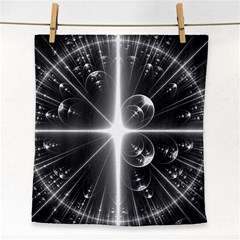 Black And White Bubbles On Black Face Towel by Simbadda