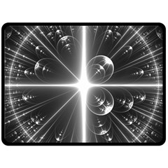 Black And White Bubbles On Black Fleece Blanket (large)  by Simbadda