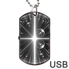 Black And White Bubbles On Black Dog Tag Usb Flash (two Sides) by Simbadda